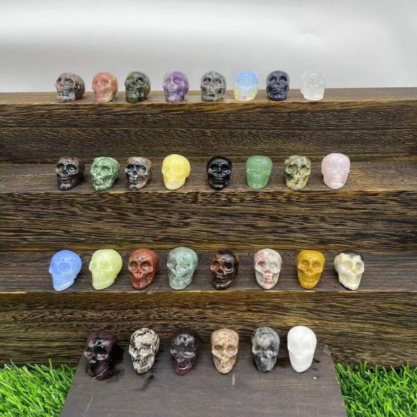 Artificial Decorations | 2.8Cm Natural Stone Carved Skull Semi-Precious Stone Mini Skull Crystal Skulls Red Flash Artificial Decorations Artificial Decorations