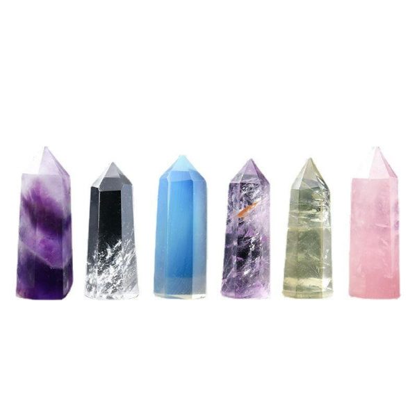 Artificial Decorations | Amethyst Single Pointed Hexagonal Prism Rough Stone Polished Natural Crystal Column Home Decoration 4-5cm Obsidian Artificial Decorations 4-5cm Obsidian