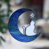 Artificial Decorations | Cute Retro Star Moon Cat Glass Pendant Artificial Decorations A Water Pattern White Moon Gray Cat Artificial Decorations A Water Pattern White Moon Gray Cat