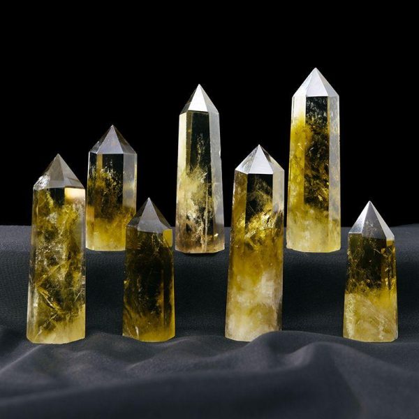 Artificial Decorations | Natural Crystal Brazil Citrine Column  Rough Stone Home Desktop Decoration  Wholesale 5-6cm Diameter 1.8-2.2cm Artificial Decorations 5-6cm Diameter 1.8-2.2cm