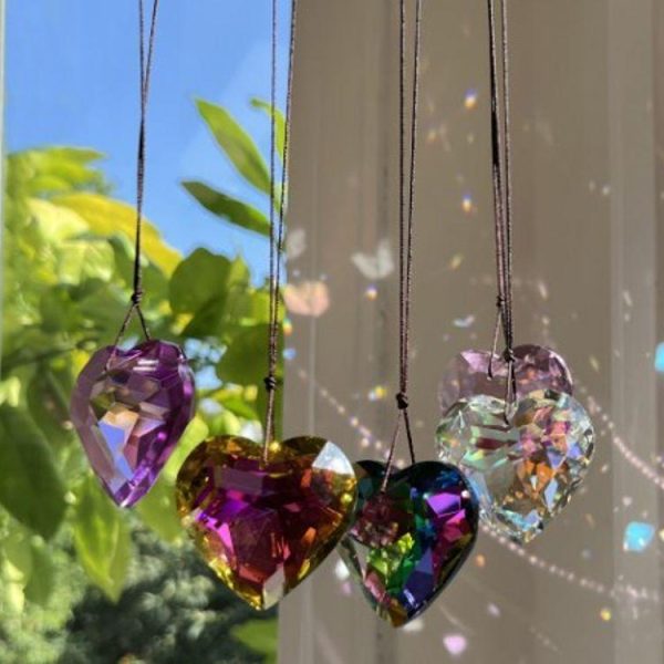 Artificial Decorations | Pastoral Heart Shape Artificial Crystal Suncatcher Wind Chime Artificial Decorations Transparent 4.4cm * 4.5cm/45G Artificial Decorations Artificial Decorations