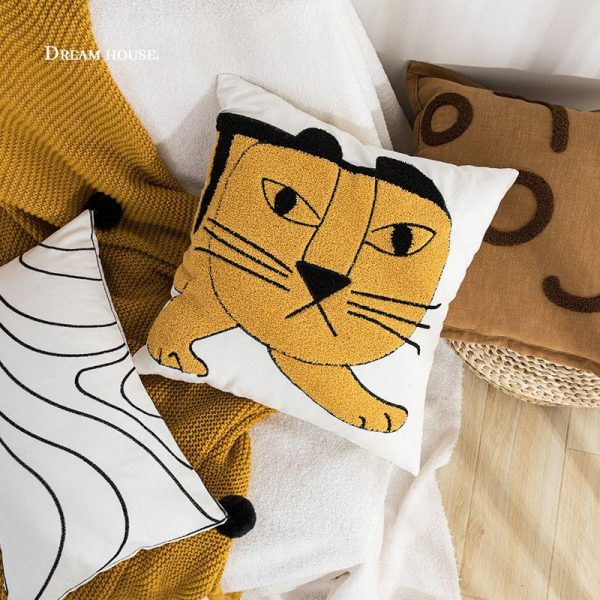 Artificial Decorations | Retro Abstract Painting Tiger Cotton Plush Pillow Cases 30 * 50cm [without Core]] Artificial Decorations 30 * 50cm [without Core]]