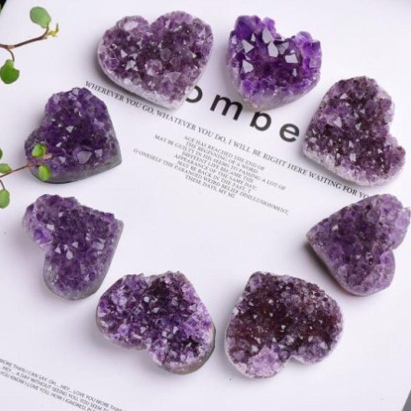 Artificial Decorations | Simple Style Heart Shape Crystal Ornaments Natural Purple Vug Love Heart-3-4cm Artificial Decorations Artificial Decorations