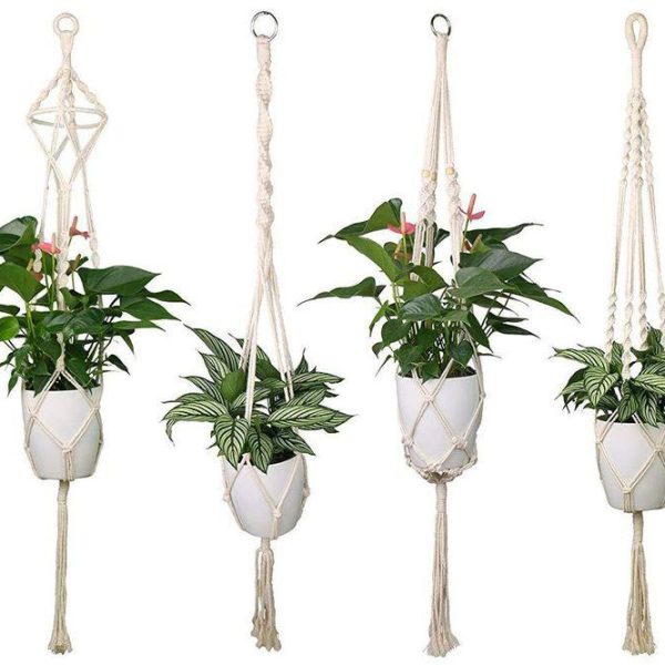 Artificial flowers | Bohemian Cotton String Woven Flower Pot Indoor And Outdoor 4-Piece Set Combination 105CM Artificial flowers 105CM