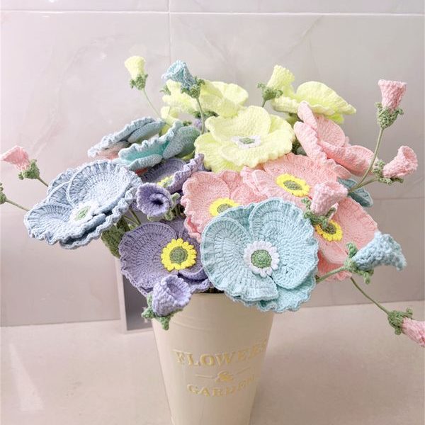 Artificial flowers | Pastoral Flower Yarn Artificial Flowers Pink Single Finished Product Small Artificial flowers Artificial flowers