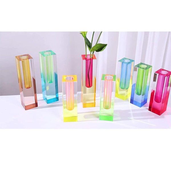 Artificial flowers | Simple Style Gradient Color Glass Vase Artificial Flowers Artificial flowers Artificial flowers