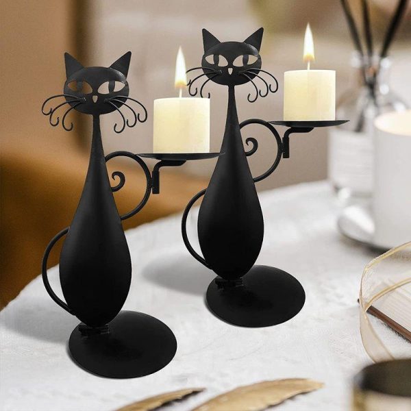 Candles & Holders | Basic Retro Cat Iron Candlestick Candles & Holders Candles & Holders