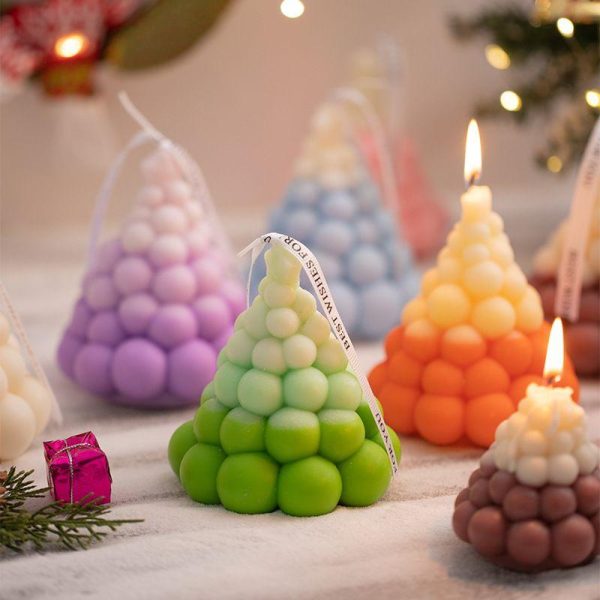 Candles & Holders | Christmas Cute Christmas Tree Wax Candle Small Ball Christmas Tree (Gradient Green) Candles & Holders Candles & Holders