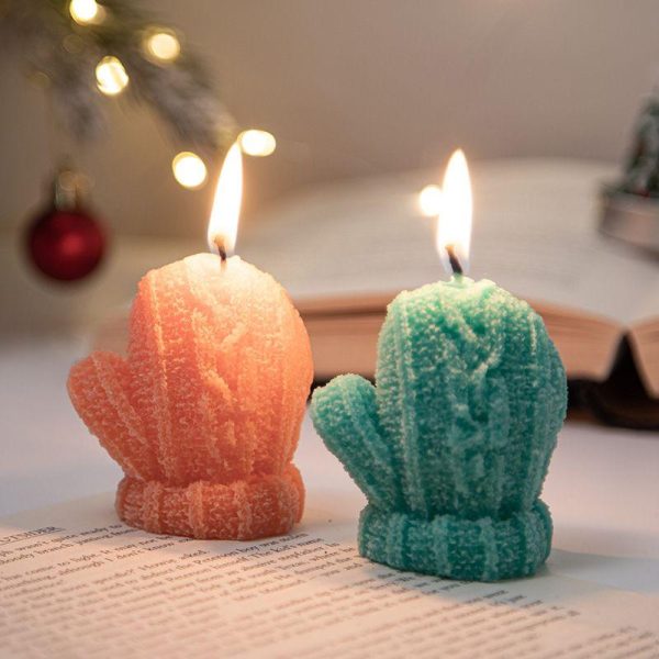 Candles & Holders | Christmas Cute Gloves Paraffin White Knitting Wool Gloves (Sunset Jade) Candles & Holders Candles & Holders