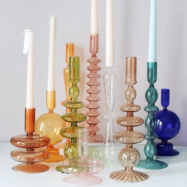 Candles & Holders | Creative Simple Glass Candlestick Vase Crafts Living Room And B & B Table Decoration Dried Flower Arrangement Single-Layer Candlestick Powder Candles & Holders Candles & Holders