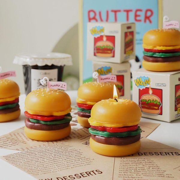 Candles & Holders | Cute Food Full Paraffin Wax Fully Refined Soy Wax Candle Hamburger Aromatherapy Candle Fragrance: Coffee Milk Candles & Holders Candles & Holders