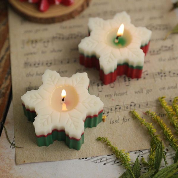 Candles & Holders | Fashion Snowflake Soybean Mixed Wax Home Candle 1 Piece Green (Christmas Night Candles & Holders Candles & Holders