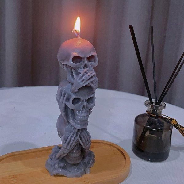 Candles & Holders | Halloween Funny Skull Soy Wax Candle White Candles & Holders Candles & Holders