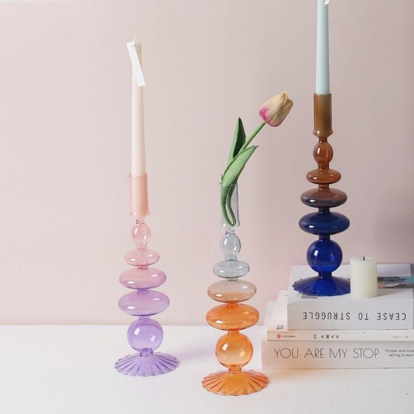 Candles & Holders | Simple Style Irregular Gradient Color Glass Vase Candles & Holders Candles & Holders