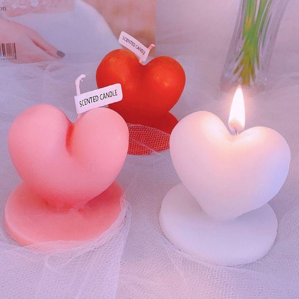 Candles & Holders | Valentine’S Day Cute Heart Shape Wax White Candles & Holders Candles & Holders