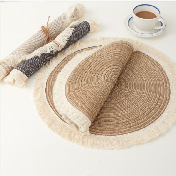 Cookware | Casual Vacation Solid Color Cotton Yarn Placemat 1 Piece 38cm (Including Tassels) Cookware 38cm (Including Tassels)