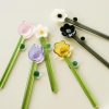 Cookware | Cute Solid Color Flower Glass Stirring Rod 1 Piece Sunflower Spoon (Yellow Spoon and Green Handle) Cookware Cookware