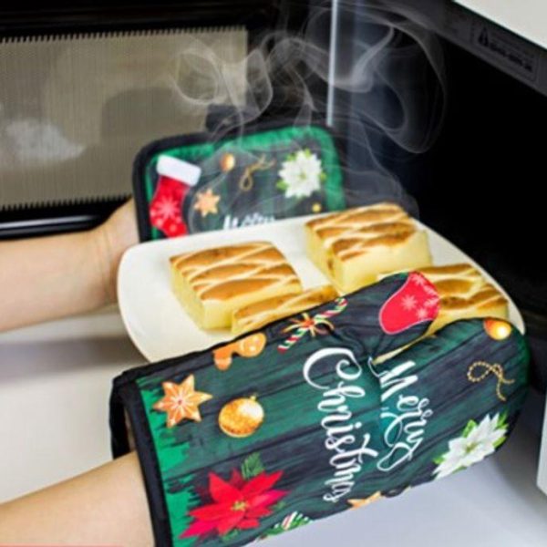 Cookware | Modern Style Santa Claus Polyester Heat Resistant Gloves Cookware Cookware