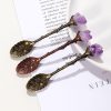 Cookware | Natural Amethyst Flower Decor Copper Creative Long Handle Spoon Amethyst Teeth Red Copper Cookware Amethyst Teeth Red Copper