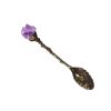 Cookware | Natural Amethyst Flower Decor Copper Creative Long Handle Spoon Amethyst Teeth Red Copper Cookware Amethyst Teeth Red Copper