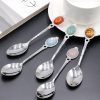 Cookware | Retro Solid Color Stainless Steel Natural Stone Spoon Tigereye 1 Cookware Cookware