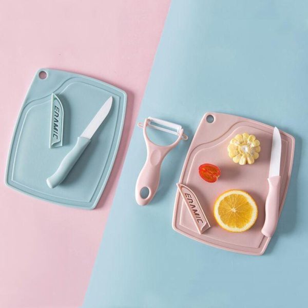 Cookware | Simple Style Solid Color Plastic Cutter Chopping Board Peeler 3 Pieces Set One Size Cookware Cookware