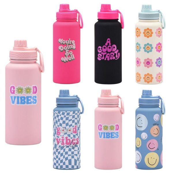 Drinkware | Casual Cute Letter 201 Stainless Steel 304 Stainless Steel Thermos Cup 1 Piece 1L Drinkware 1L