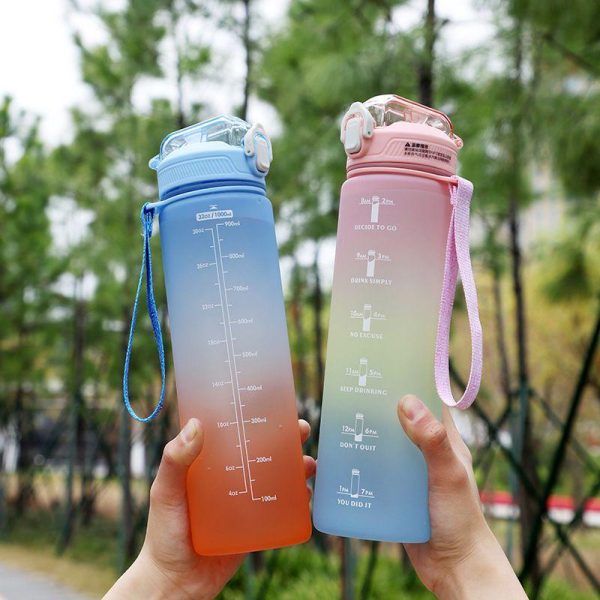 Drinkware | Casual Gradient Color Plastic Silica Gel Water Bottles 1 Piece 1L Drinkware 1L