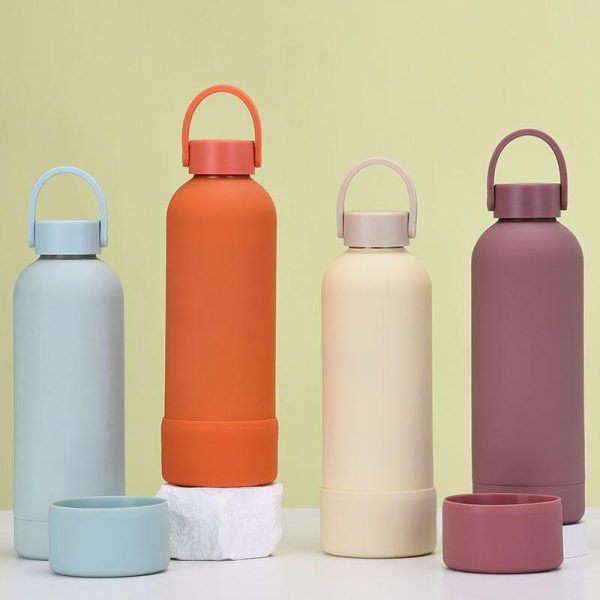 Drinkware | Casual Solid Color Stainless Steel Silica Gel Water Bottles 1 Piece 500ml Drinkware 500ml