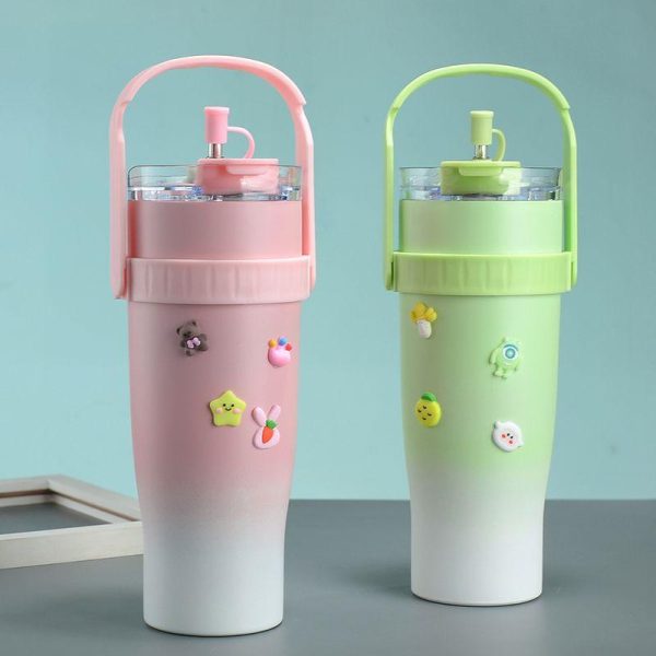 Drinkware | Cute Cartoon Solid Color 201 Stainless Steel 304 Stainless Steel Water Bottles 1 Piece 1200ML Drinkware 1200ML