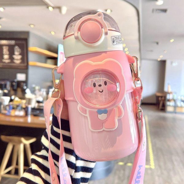 Drinkware | Cute Cartoon Stainless Steel Plastic Silica Gel Thermos Cup 1 Piece 600ml Drinkware 600ML