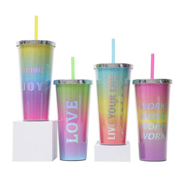 Drinkware | Cute Multicolor Letter Abs Water Bottles 1 Piece 710ml Drinkware 710ml