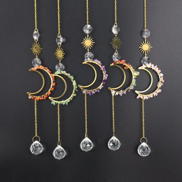 Wall Art | 1 Piece Chinoiserie Moon Agate Plating Pendant Home Decor Wall Art