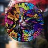 Wall Art | Basic Retro Cat Flower Arylic Pendant Wall Art Flower Cat Home Decor Flower Cat