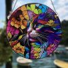 Wall Art | Basic Retro Cat Flower Arylic Pendant Wall Art Flower Cat Home Decor Flower Cat