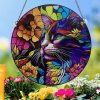 Wall Art | Basic Retro Cat Flower Arylic Pendant Wall Art Flower Cat Home Decor Flower Cat