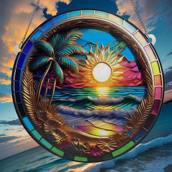 Wall Art | Beach Sun Arylic Pendant Artificial Decorations Sunshine Beach Home Decor Sunshine Beach