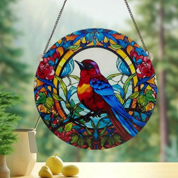 Wall Art | Cartoon Style Cute Bird Arylic Pendant Artificial Decorations Red Bird Home Decor Red Bird