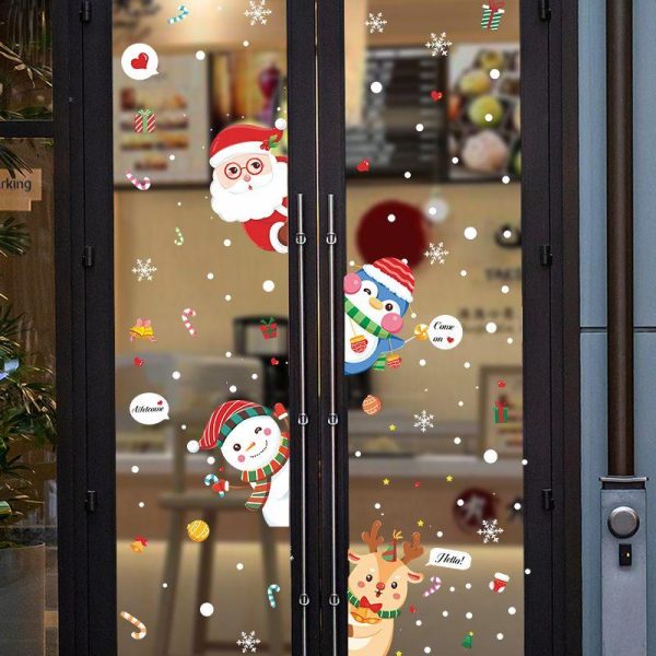 Wall Art | Christmas Cartoon Penguin Santa Claus Elk Pvc Window Stickers Door Sticker 20*29cm*4pcs Home Decor 20*29cm*4pcs