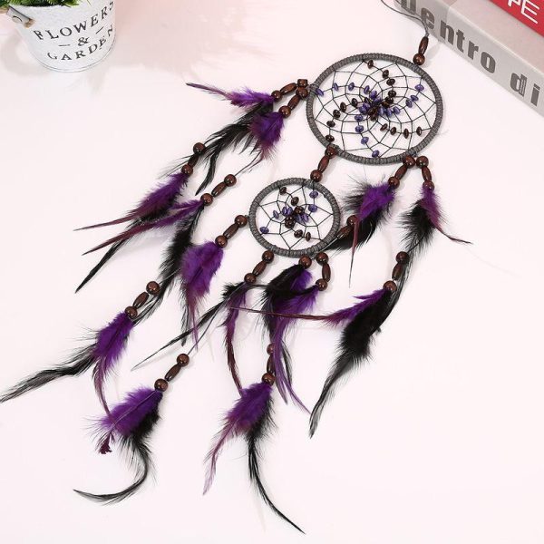 Wall Art | Dreamcatcher Metal Wind Chime Purple Feather without Light Home Decor Purple Feather without Light