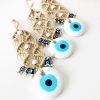 Wall Art | Ethnic Style Devil’S Eye Glass Linen Thread Pendant White Pearl White Eyes Home Decor Wall Art