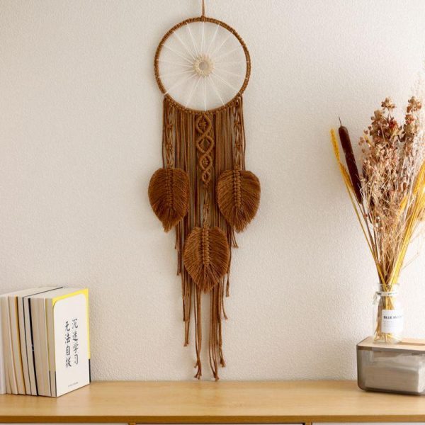 Wall Art | Ethnic Style Dreamcatcher Wood Cotton Rope Iron Tapestry Wall Art Gray-20*58*78 Home Decor Gray-20*58*78