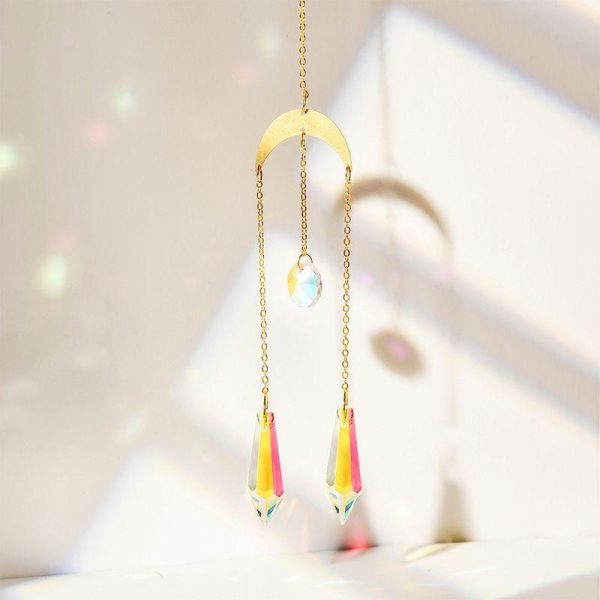 Wall Art | Geometric Moon Crystal Wind Chime Rainbow Catcher (Weight 62.4G Long 36cm) Home Decor Rainbow Catcher (Weight 62.4G Long 36cm)