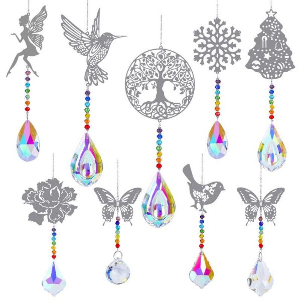 Wall Art | Pastoral Butterfly Snowflake Crystal Pendant Artificial Decorations Butterfly + 50mm Maple Leaf Transparent Home Decor Butterfly + 50mm Maple Leaf Transparent