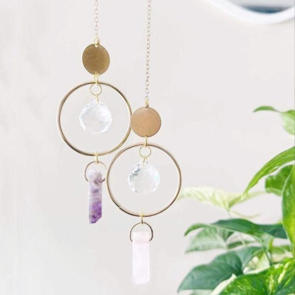 Wall Art | Simple Style Circle Crystal Metal Wind Chime Home Decor Wall Art