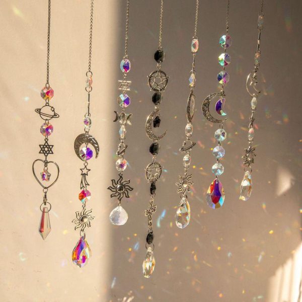 Wall Art | Simple Style Moon Water Droplets Artificial Crystal Pendant Suncatcher Artificial Decorations Style 1 38cm Home Decor Style 1 38cm