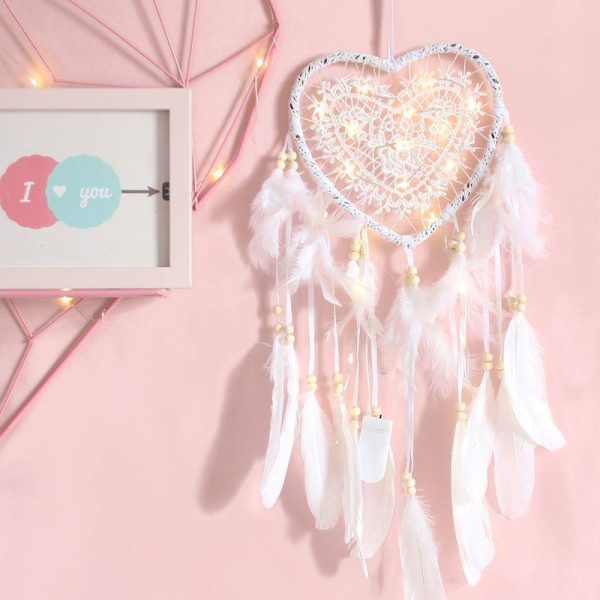 Wall Art | Sweet Heart Shape Wood Polyester Feather Pendant Wall Art 9007 Yulan Yameng without Light-20 * 45cm Home Decor 9007 Yulan Yameng without Light-20 * 45cm