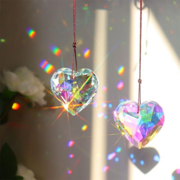 Wall Art | Vintage Style Pastoral Heart Shape Artificial Crystal Pendant Home Decor Wall Art