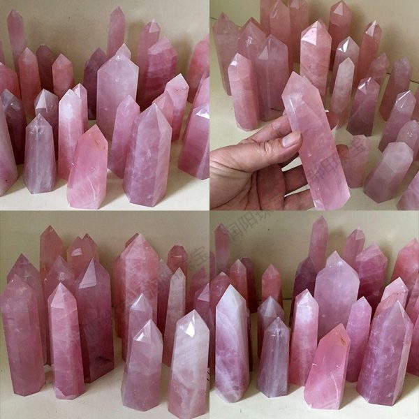 Artificial Decorations | Natural Pink Crystal Hexagonal Standard Column 1 Piece Natural Powder Less than Crystal Column-4cm Artificial Decorations Artificial Decorations