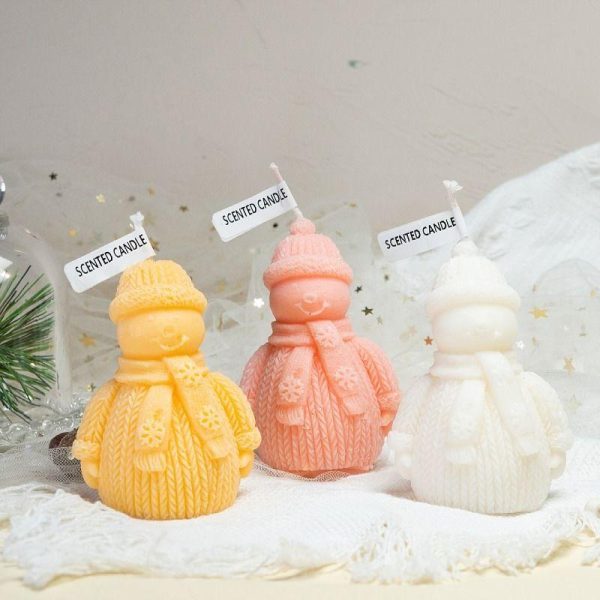 Candles & Holders | Christmas Fashion Snowman Soy Wax Daily Candle 1 Piece White Candles & Holders Candles & Holders